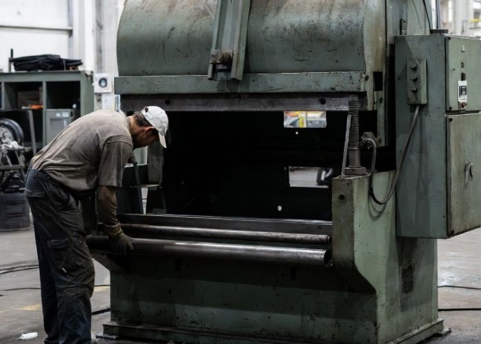 Złomowanie maszyn przemysłowych na hali produkcyjnej w Tarnowie