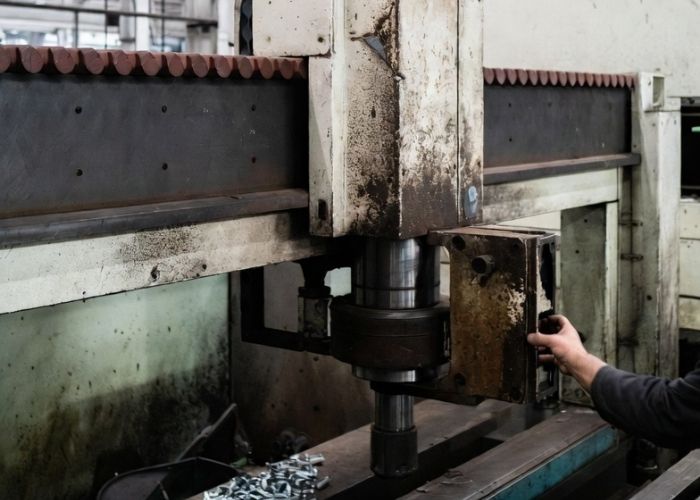 Złomowanie maszyn przemysłowych na hali produkcyjnej w Zabrzu