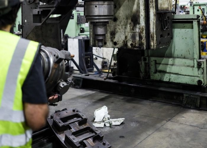 Złomowanie maszyn przemysłowych na hali produkcyjnej w Gliwicach